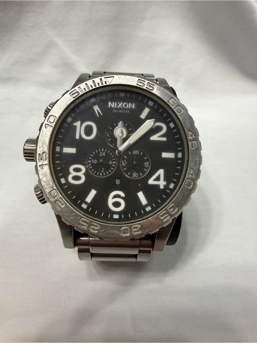 Nixon Stainless Steel Chronograph Watch with Black Dial